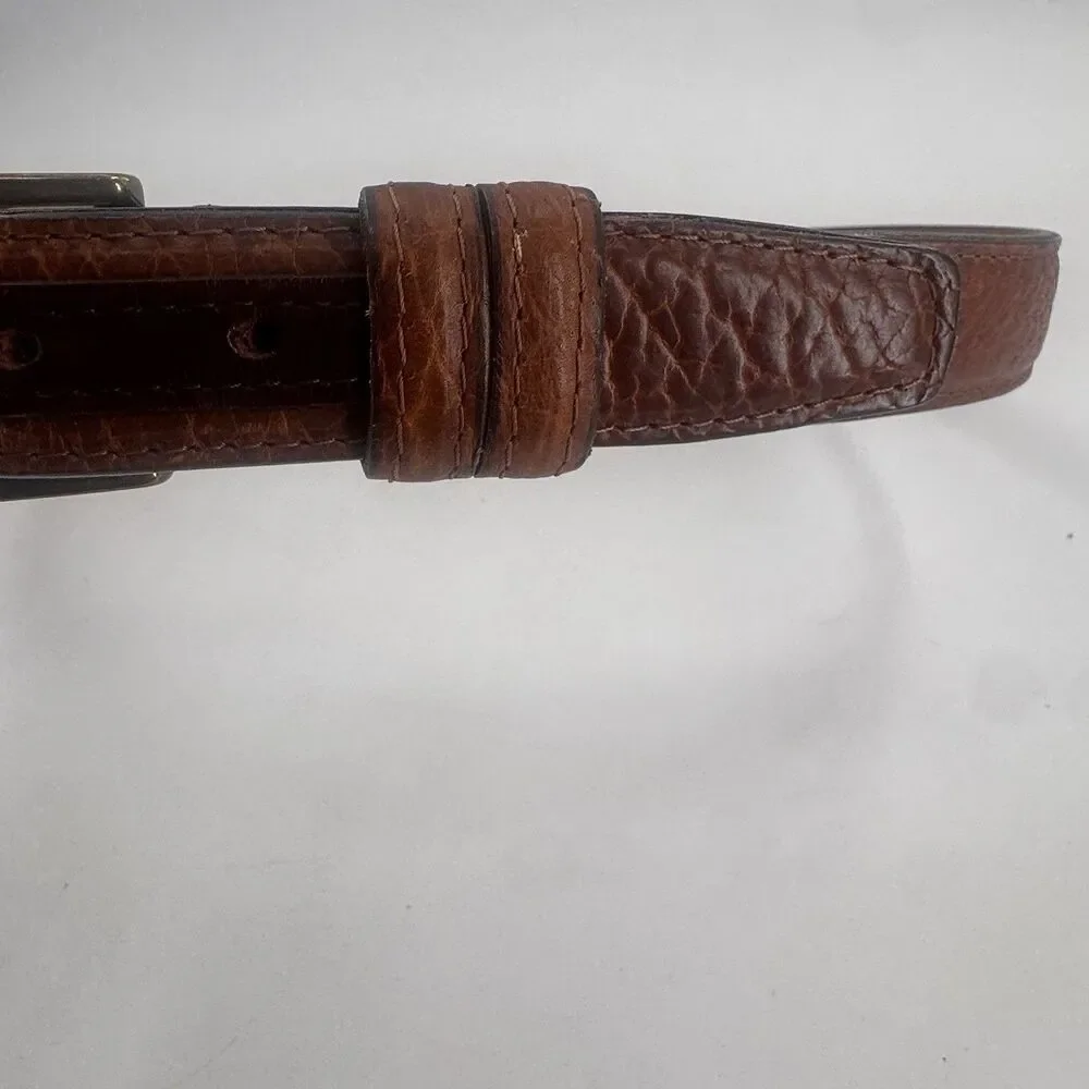 Coronado Brown American Bison Leather Belt ~ Size 36 w/ Brass Buckle Made in USA